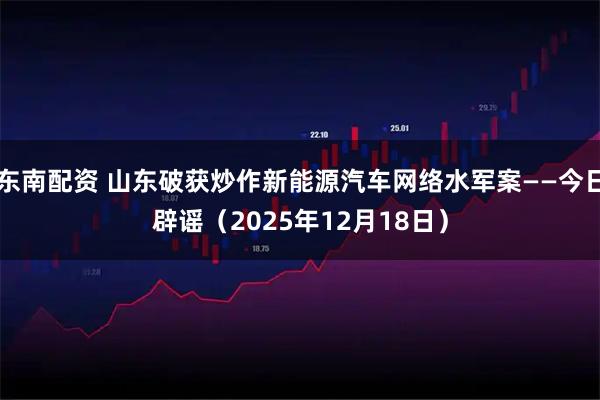 东南配资 山东破获炒作新能源汽车网络水军案——今日辟谣（2025年12月18日）